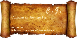 Czigány Gergely névjegykártya